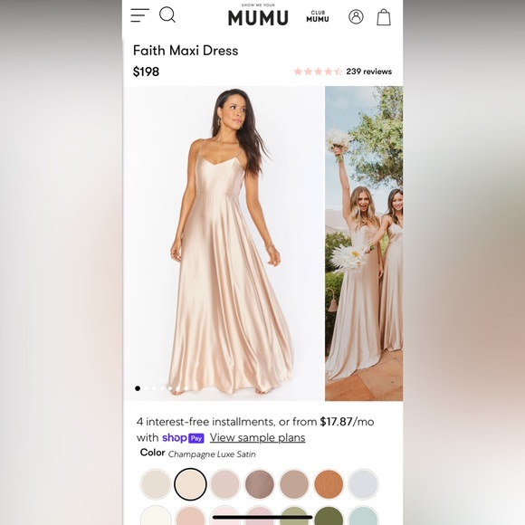 Show me your mumu Faith maxi dress champagne luxe satin dress size small - Picture 5 of 6